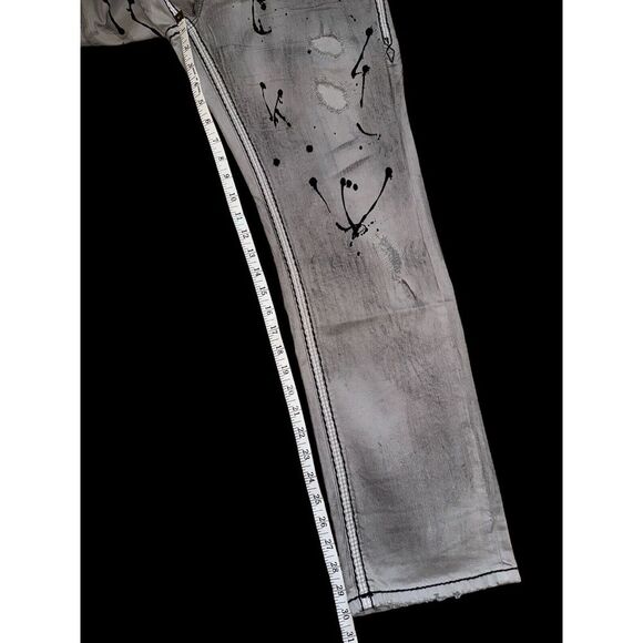 Rock Revival Jeans Mens Size 30/30 Wilkins-J401  Straight‎ Gray Paint Splatter - Picture 11 of 14